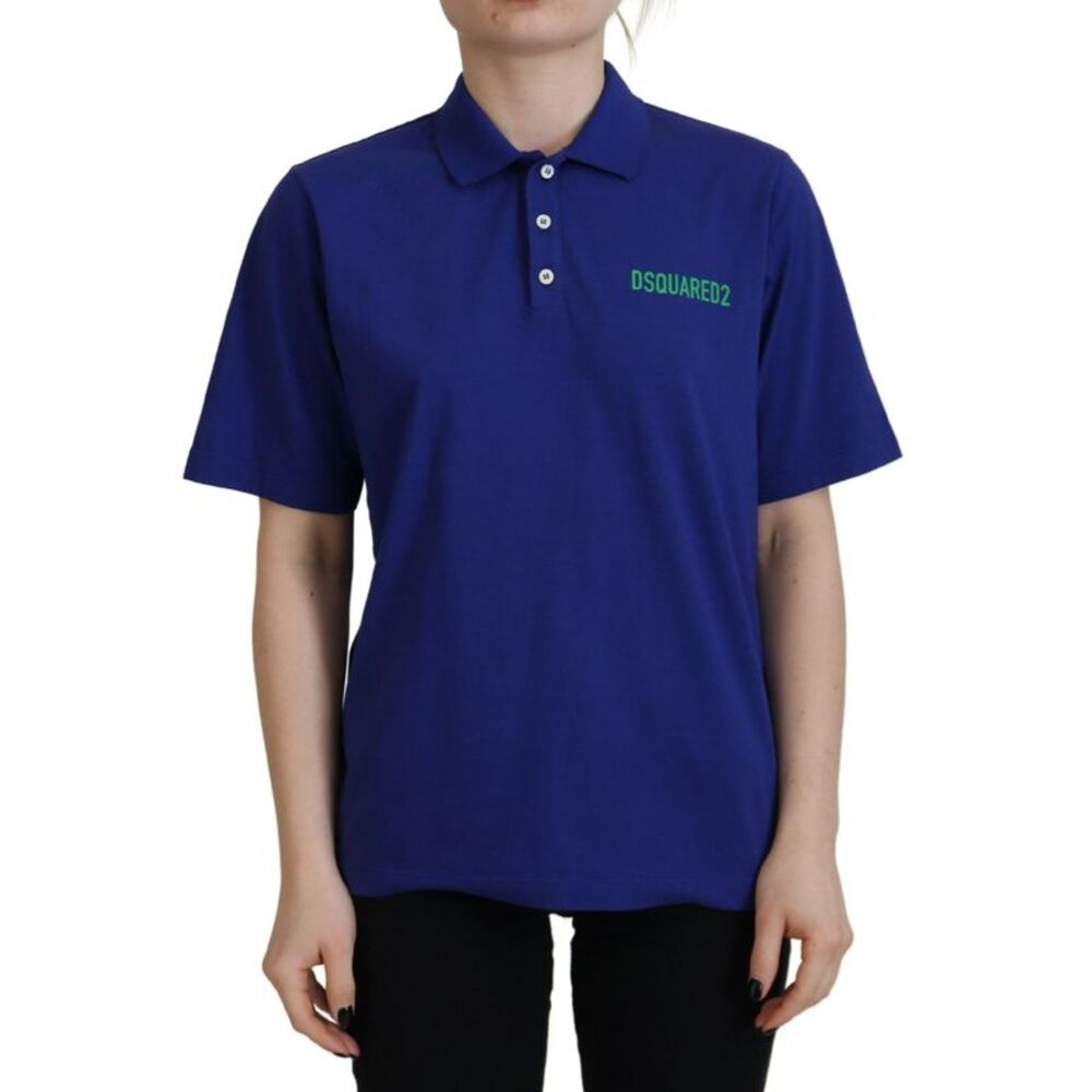Dsquared² Blue Collared Writings Polo Short Sleeves Women's T-shirt
